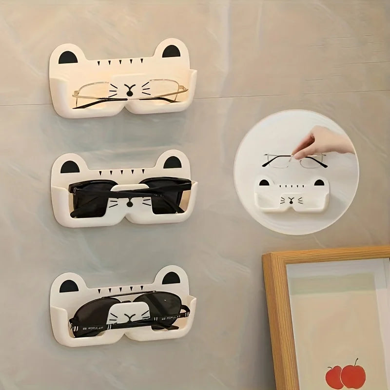 porte lunettes mural chat noir blanc rangement chevet accessoire décoration enfantine mignon fixations murales