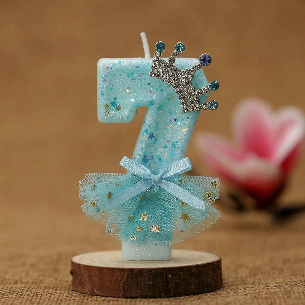 bougies numériques anniversaire forme chiffres paillettes strass rubans bleu rose décoratives féminines