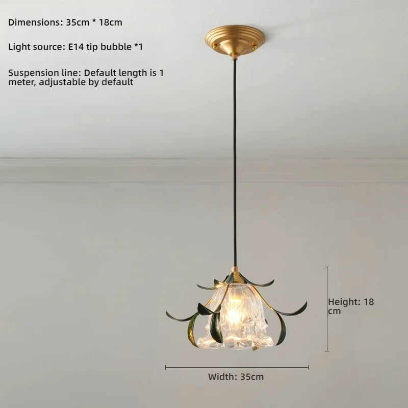 suspension lumineuse led transparente fleurs stylisées moderne vintage chambre restaurant