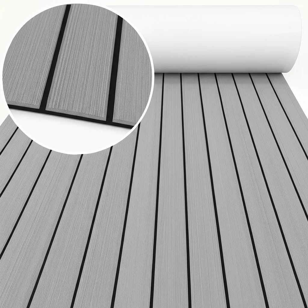 tapis sol bateau mousse eva antidérapant auto adhésif bleu clair noir rayures moderne