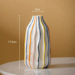 vase moderne rayures colorées blanc bleu orange jaune céramique porcelaine table décoration salon