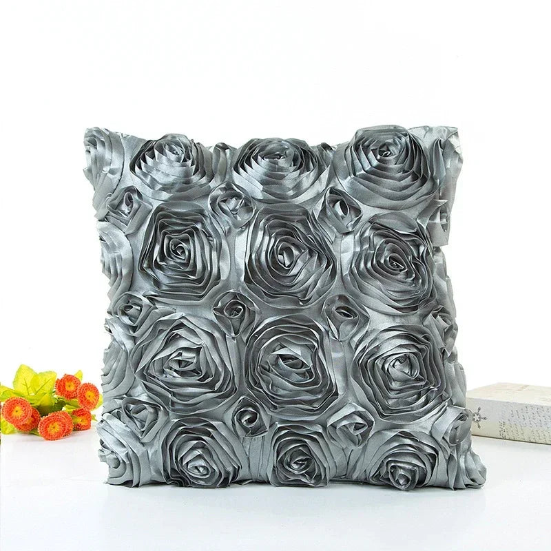 taies oreiller rose motif roses élégantes 40x40cm polyester fermeture glissière carreaux décoratifs rouges