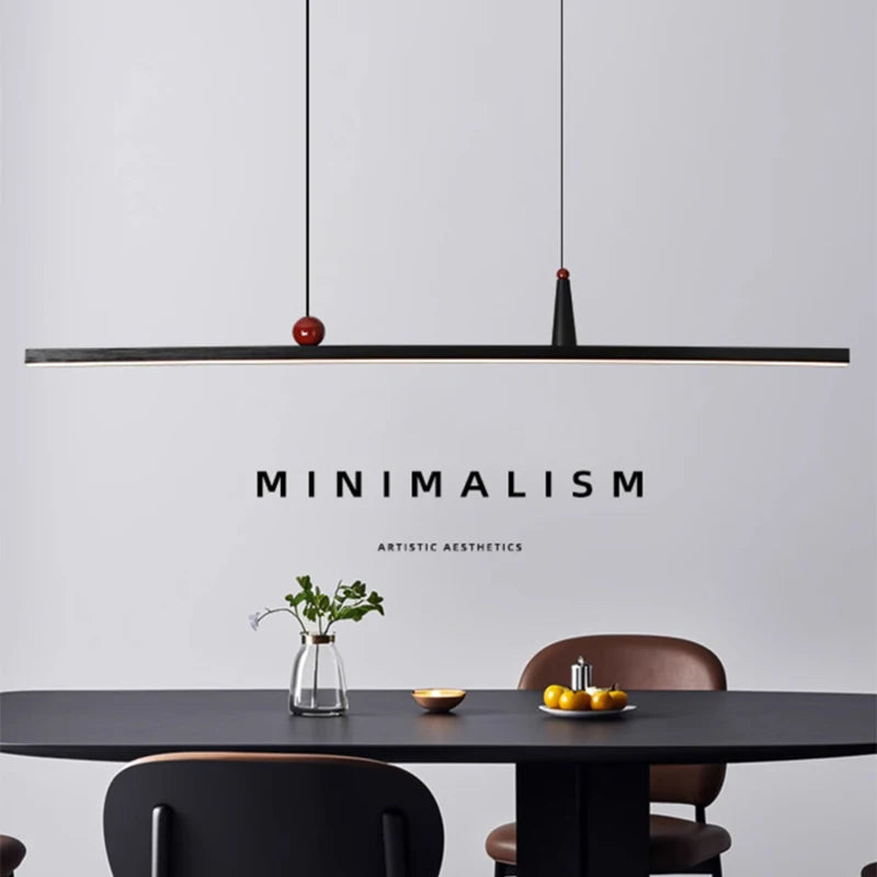 suspension lumineuse moderne minimaliste noir rouge rectangulaire lisse intérieur salon chambre