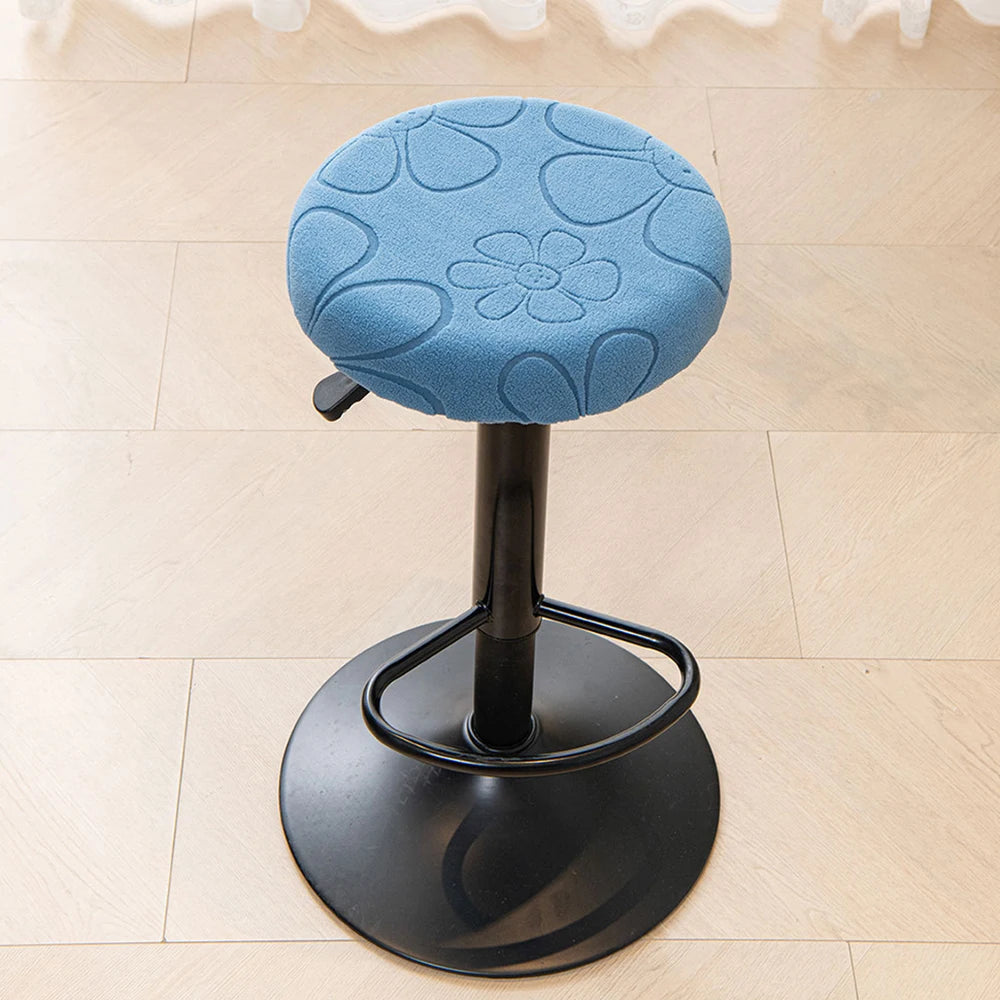 coussin tabouret moderne fleurs imprimées gris bleu clair orange roseclair vertpastel polyester élastique extensible