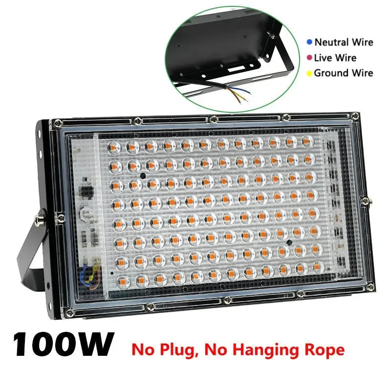 lampe croissance led full spectrum 50w 100w 200w 300w noir clips moderne