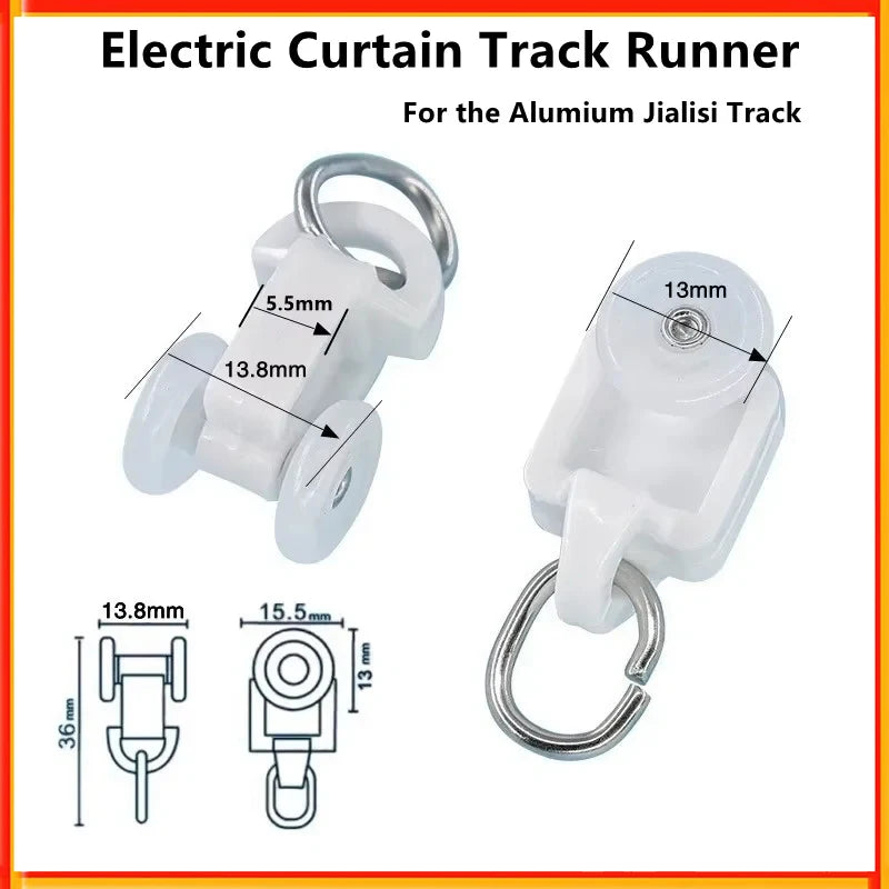 rideaux électriques runners blancs rondelettes transparentes moderne anneaux métalliques