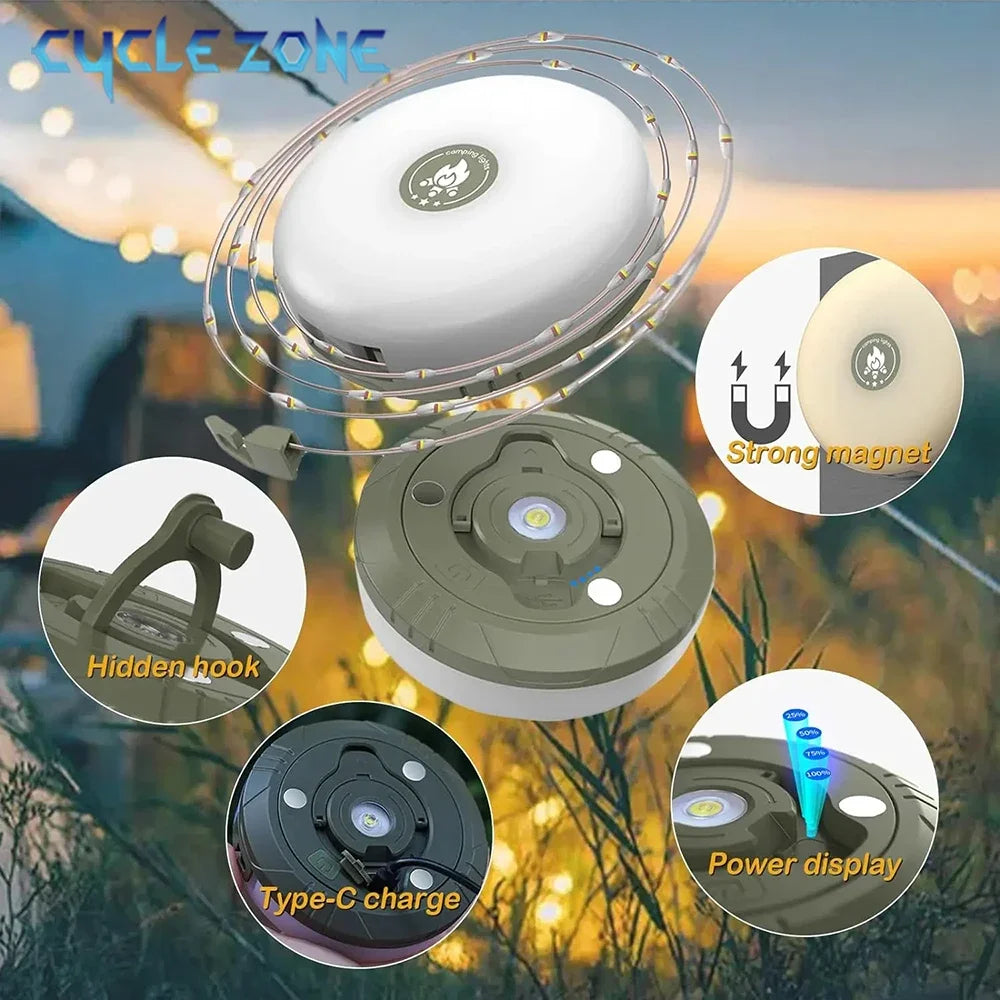 lampe camping portable rechargeable led aimantée blanc moderne compact bande lumineuse enroulable type ccharging
