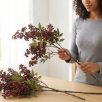 bouquet artificiel rouge foncé vert clair naturel intérieur décoration maison vaseolvablescss