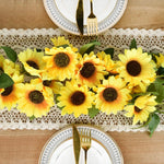 guirlande fleurs tournesol jaune vert feuilles naturelle decoration exterieure mariage anniversaire maison