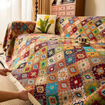 couverture canapé multicolore jacquard géométrique anti rayures extérieur intérieur