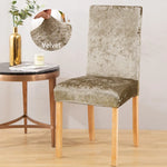 housse chaise velours moderne élégante mariage salle manger beige élastique polyester