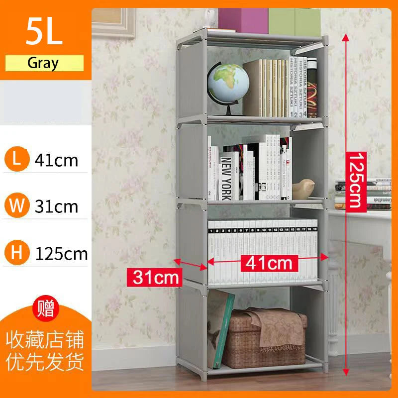 étagère moderne minimaliste niveaux pois rose tissu livres rangement salon