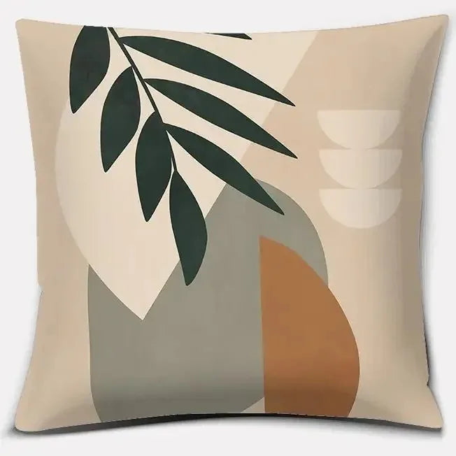 taies d'oreiller décoratives moderne botanique motifs géométriques feuilles vertes couleurs vives bohème intérieur décoration