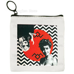 pochette unisexe toile zigzag blanc noir moderne graphique fermeture éclair blanc rouge gris tube