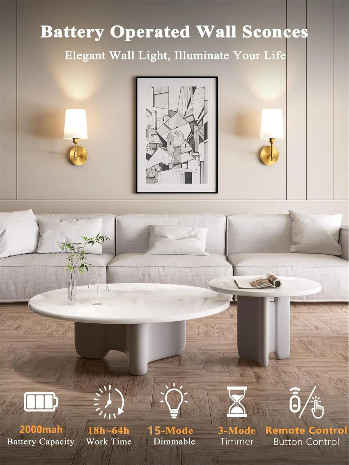 appliques murales rechargeables led rgb doré blanc modernes télécommande tissu métal brossé deux pièces