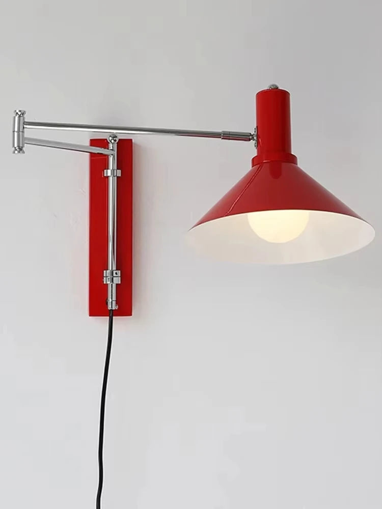 lampe murale articulée rouge blanc moderne prise fixée mur led chambre coucher
