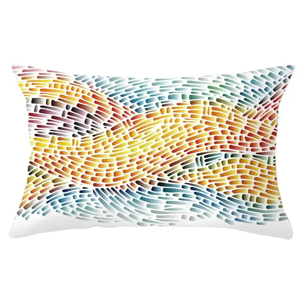 coussin rectangulaire géométrique multicolore décoration intérieure moderne polyester confortable 30x50cm fixations