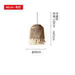suspension lumineuse boho tissu tressé franges beige blanc rustique