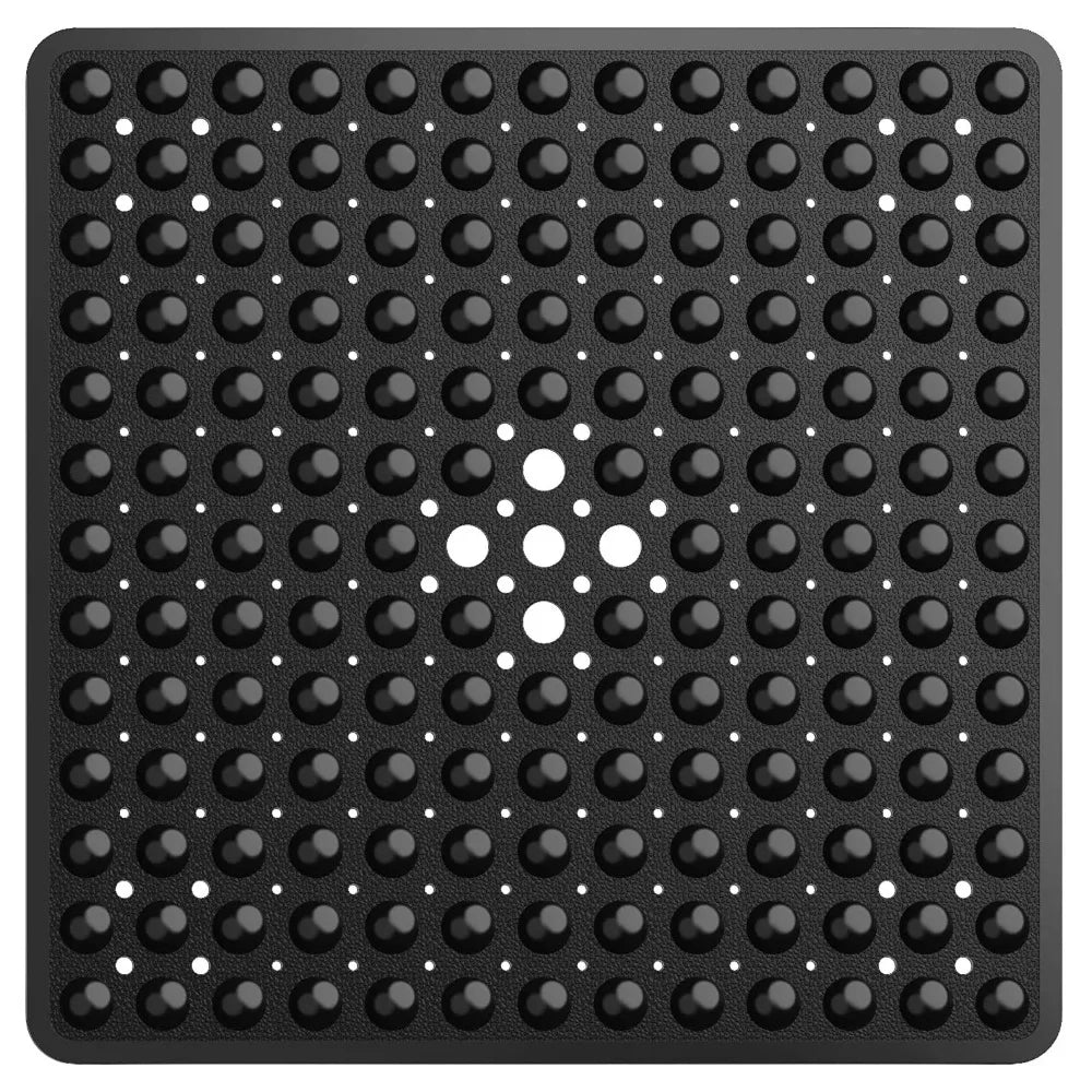 tapis bain antidérapant pvc bleu blanc noir perforé moderne adhésif 53x53cm