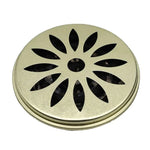 support bobine moustique argenté moderne perforé motifs floraux deco camping maison