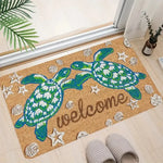 tapis d'entrée moderne antidérapant polyester marron cercles concentriques feuilles stylisées éléphants décoratifs chambre salon