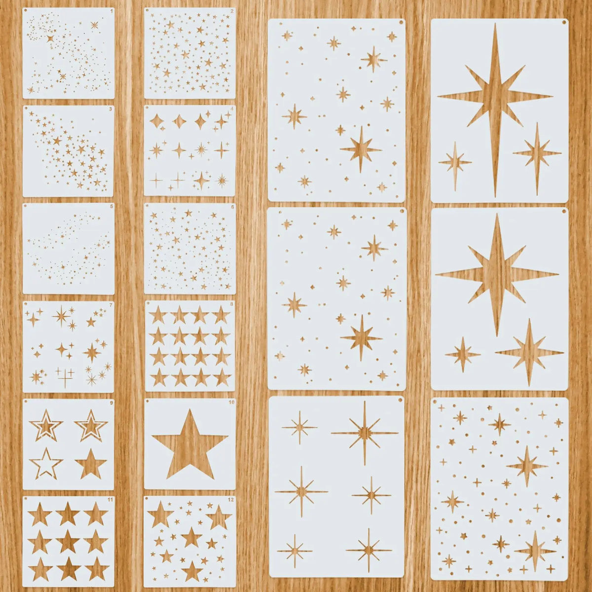 peinture gabarits étoiles géométriques moderne blanc doré noir 5.9x7.9 5.9x5.9 reutilisables DIY