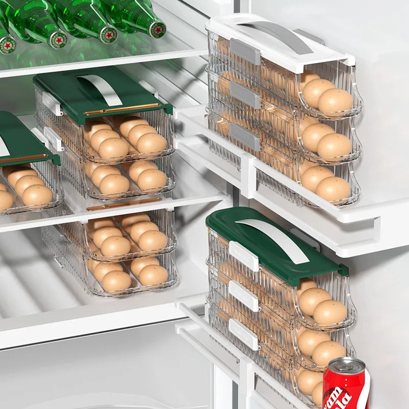 boîte œufs vert transparent réfrigérateur qualité alimentaire moderne pratique hermétique