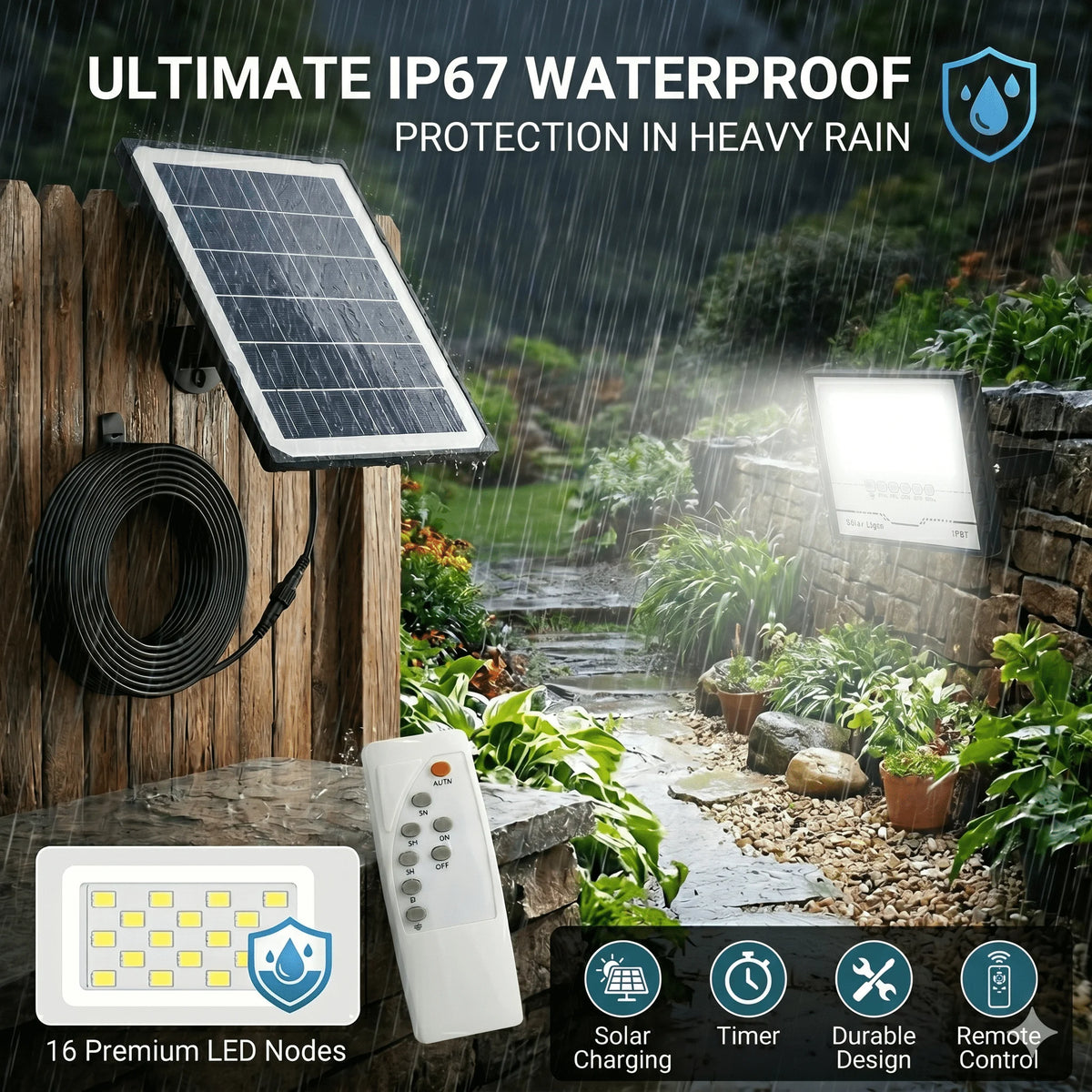 lumière solaire led moderne ip67 noir blanc panneau solaire télécommande capteur mouvement
