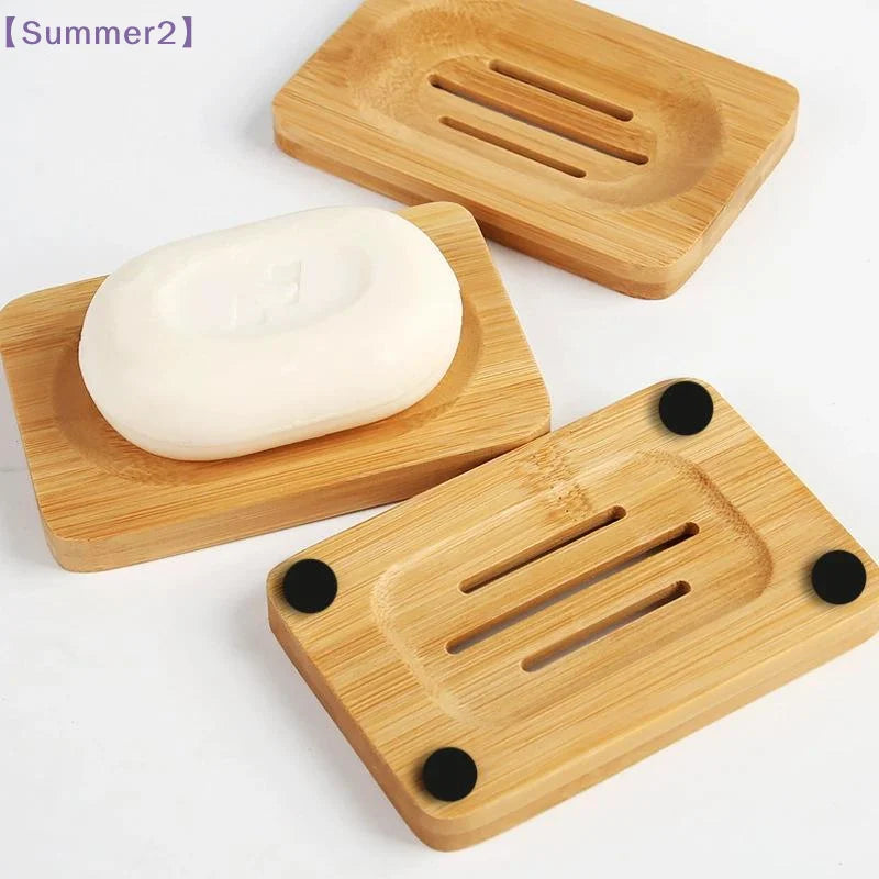 support savon bois naturel minimaliste fentes auto drainantes clips noirs salle bain cuisine