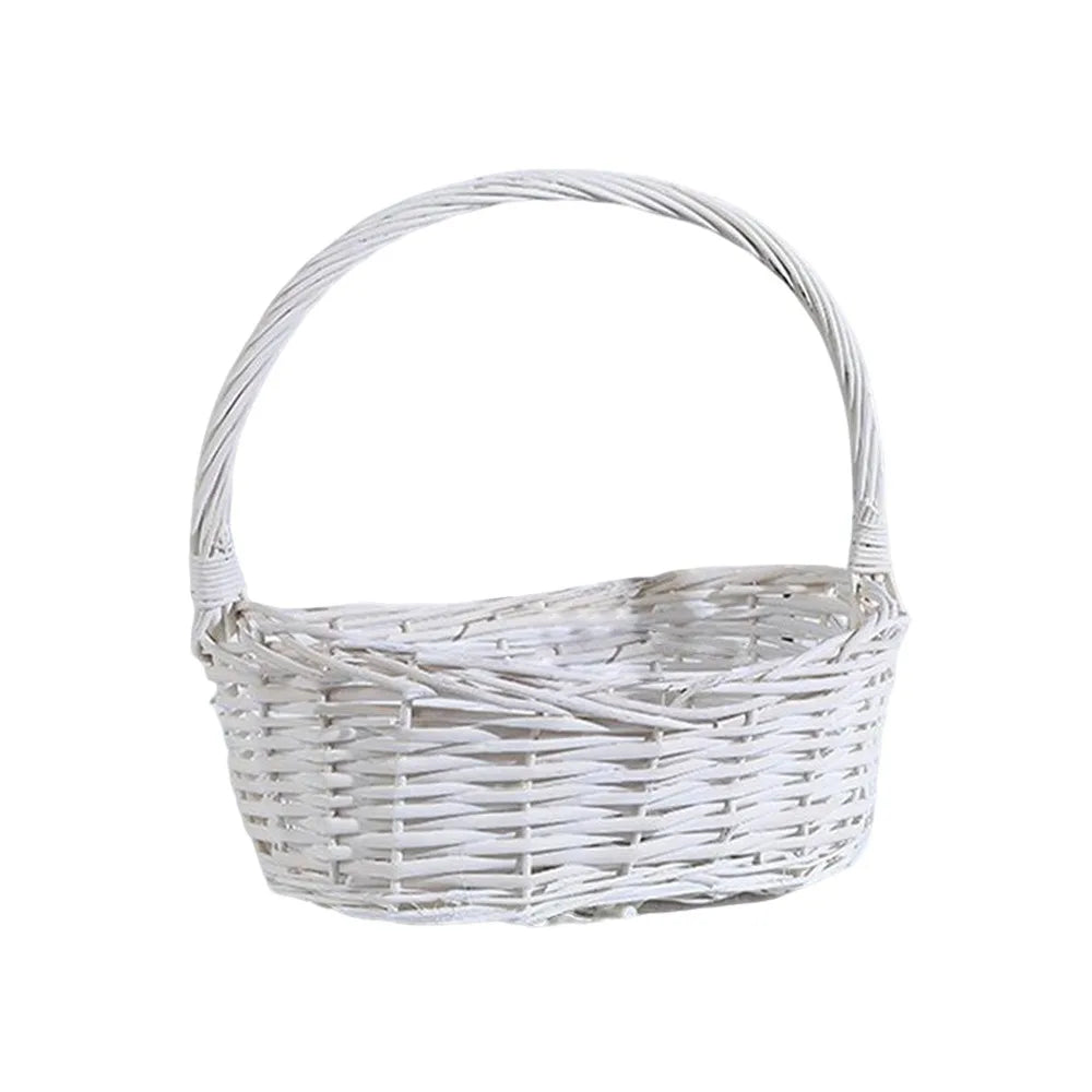panier tressé marron blanc empilable rangement snacks bonbons classique rustique poignée intégrée tissage traditionnel