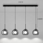 suspension lumineuse moderne sphères transparentes noir led salon salle manger éclairage intérieur