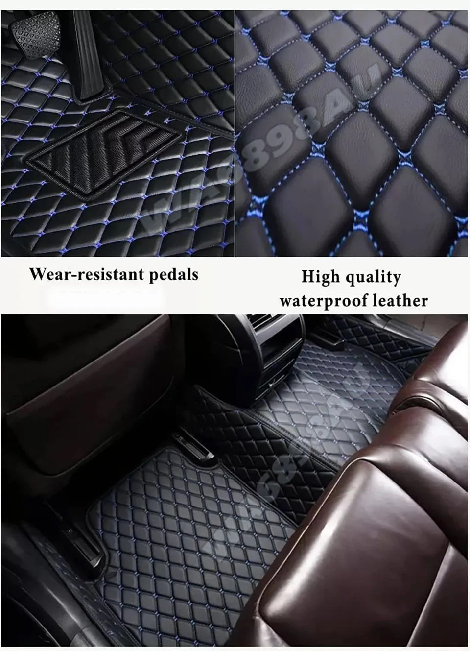 tapis sol voiture cuir noir marron moderne élégant losanges fibres naturelles résistants salissures