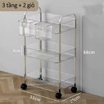chariot roulettes transparent moderne compartiments striés rangement cosmétiques objets divers