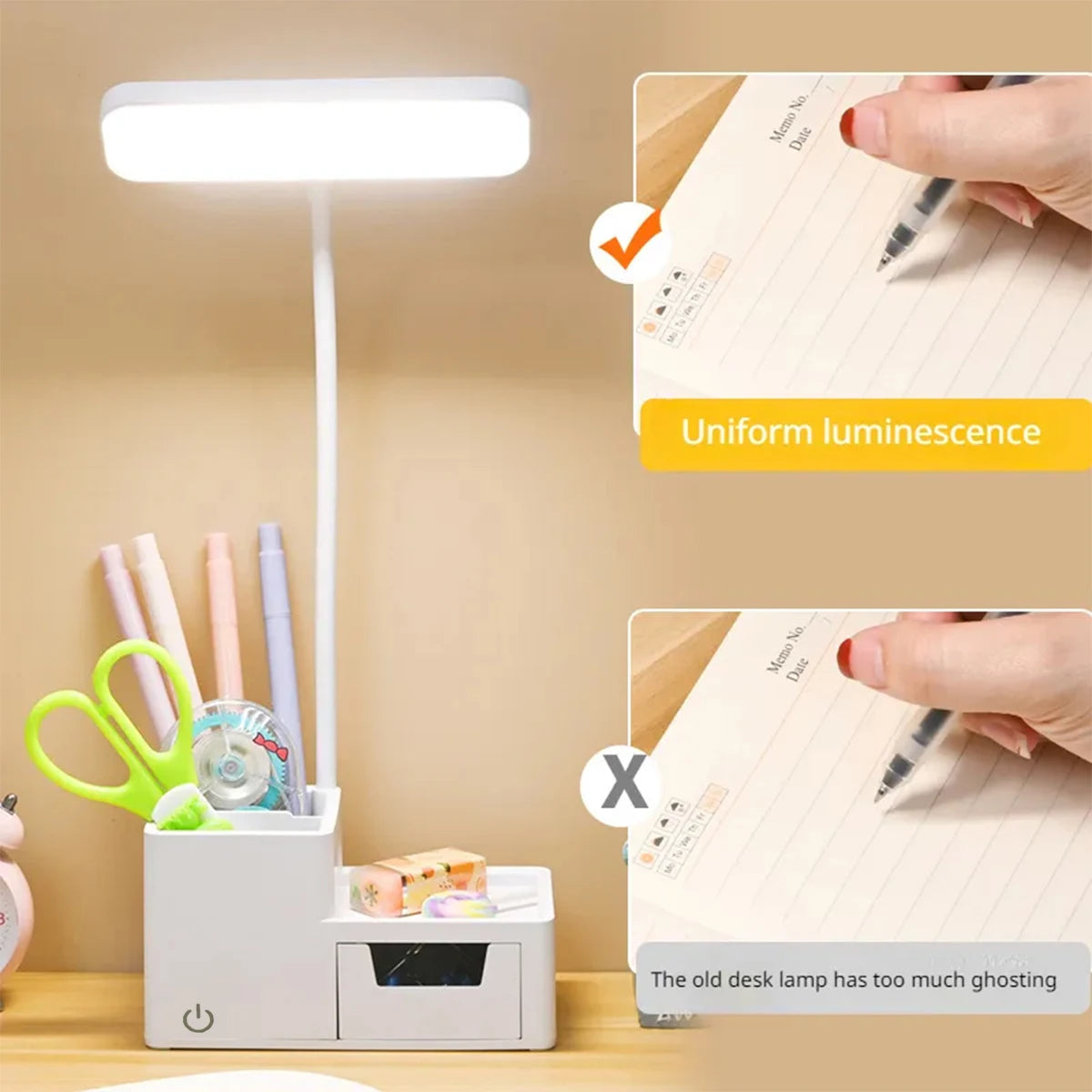 lampe moderne rechargeable led blanc mat protection yeux dimmable usb niveaux