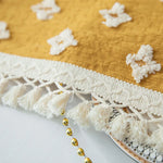 nappe table vintage jaune moutarde motif floral nordique réutilisable été printemps hiver automne