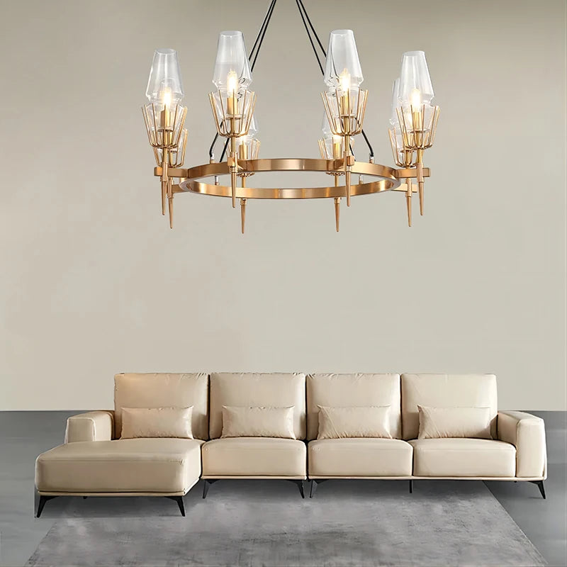 chandelier led verre transparent moderne or noir salon chambre villa