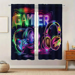 rideau cyberpunk console jeu noir multicolore polyester blackout moderne pièces