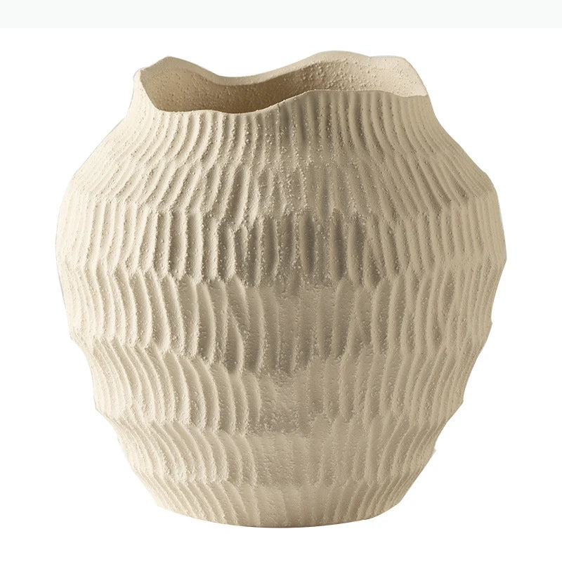 vase moderne céramique blanc rayures horizontales opacité fait main décoration maison
