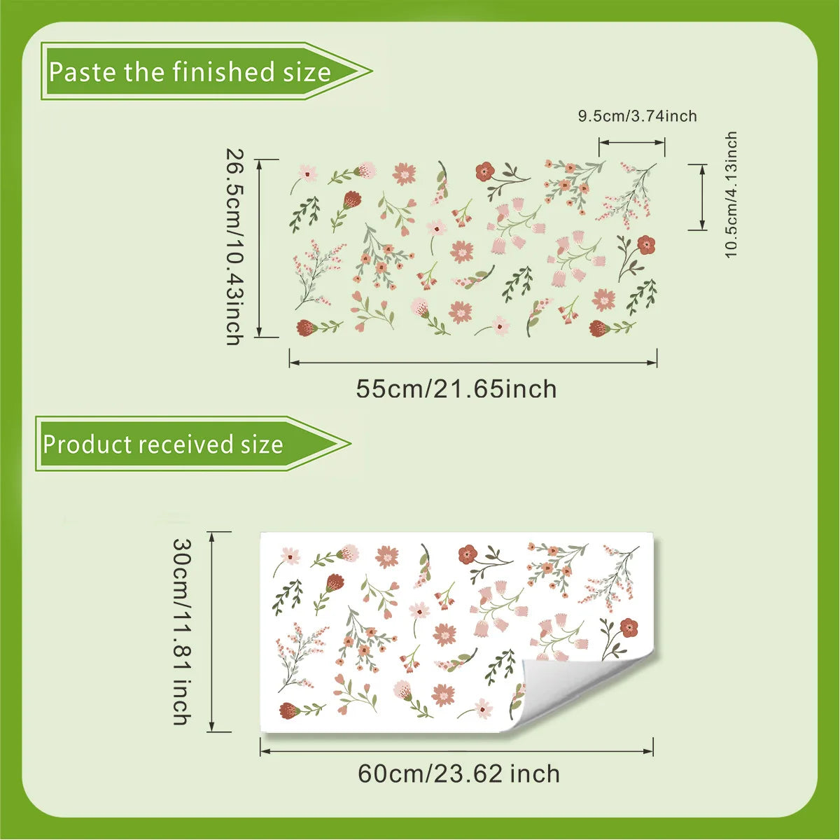 stickers muraux fleurs feuilles blanc rose vert beige adhésif décoratif naturel intérieur enfants salon