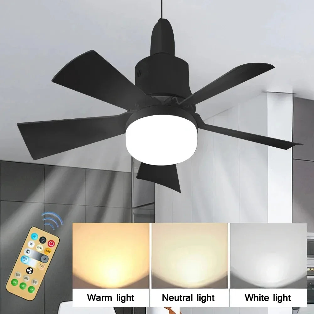 ventilateur moderne lampe led télécommande variateur intensité noir blanc minimaliste