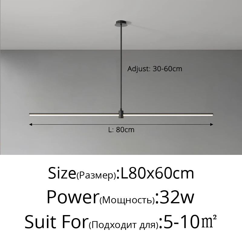 Lampe suspendue métal moderne design linéaire salon bureau chambre restaurant éclairage indirect élégante