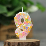 bougies décoratives chiffres fleurs paillettes anniversaire mariage multicolore blanc festive tringle fixe
