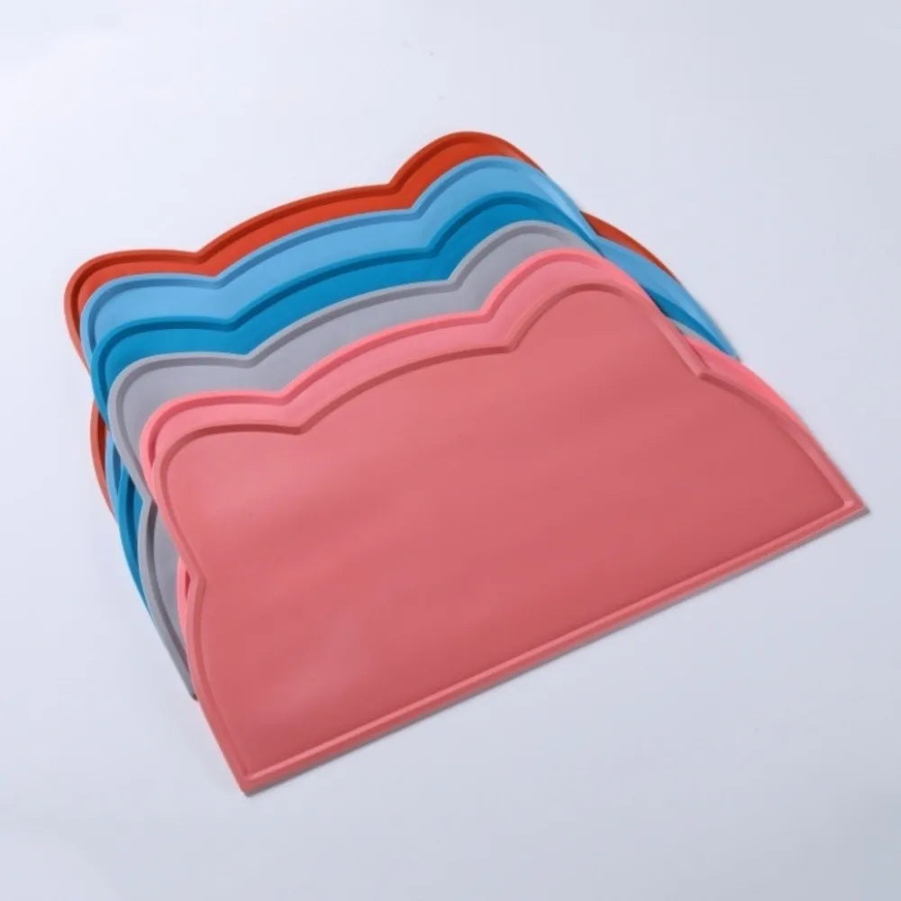 tapis repas animaux compagnie gris bleu orange rose moderne imperméable caoutchouc bols easy clean