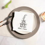 serviettes jetables blanc motif floral calligraphie dorée élégantes mariage anniversaire fêtes variées