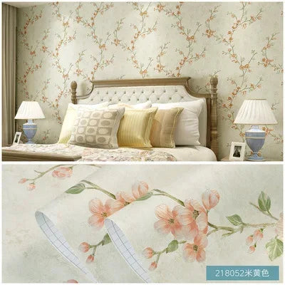 papier peint fleurs blanches classique adhésif résistant humidité écologique chambre salon vintage pastorale