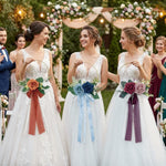 accessoires mariage bohème fleurs artificielles roses feuilles vertes rubans cercles dorés demoiselles honneur