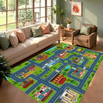 tapis moderne route course fleur vert gris blanc rouge bleu adhésif salon chambre decoration