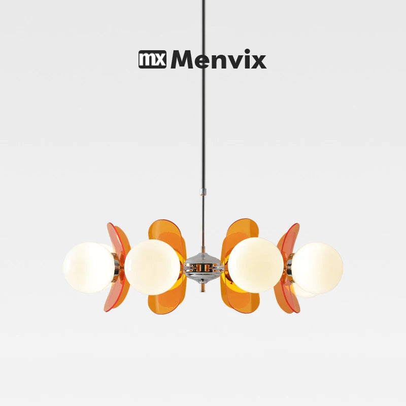suspension lumineuse moderne disques géométriques blanc marron orange doré