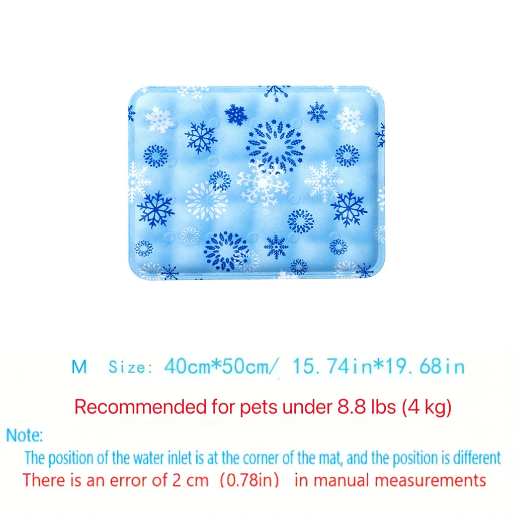 tapis refroidissement animal flocons neige polaire bleu clair moderne double bouchon orifice remplissage sécuritéintérieur