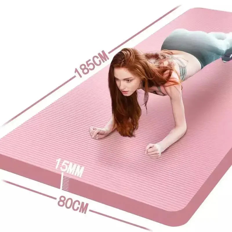 tapis yoga rose clair rayures horizontales moderne 185cm 80cm 15mm